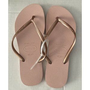 Havaianas Flip Flops Pink Glitter Woman’s USA 11/12 EUR  43/44  BRA 41-42 New
